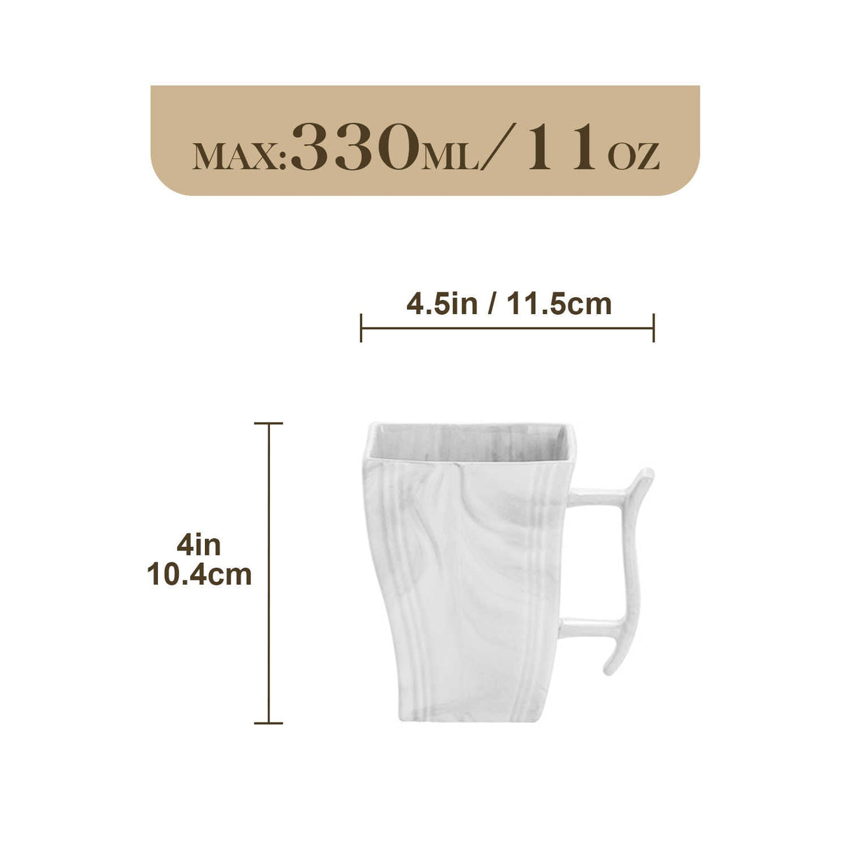 Flora Marble Grey Mugs Set of 6