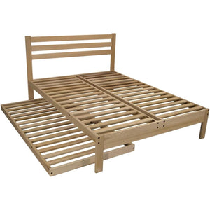 Full size Solid Wood Platform Bed Frame with Slatted Headboard - Made in USA