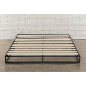 Full size 6-inch Low Profile Metal Platform Bed Frame with Wooden Slats