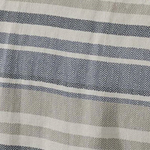 Full/Queen size Navy Blue Tan Cream Chevron Stripe Lightweight Cotton Blanket