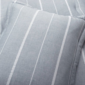 Full/Queen Blue Grey Off-White Stripe 3-Piece Lightweight Comforter Set