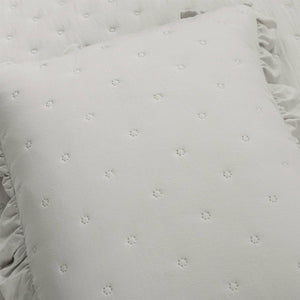 King Size Lightweight Grey Ruffle Reversible Oversized 3 Piece Quilt Set