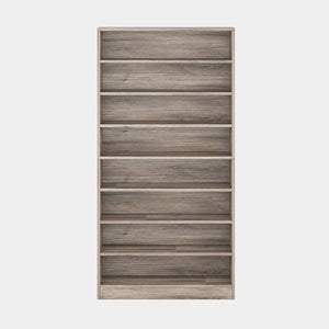 8-Shelf Shoe Rack Storage Cabinet in Grey Wood Finish - Holds Up To 45 Pairs