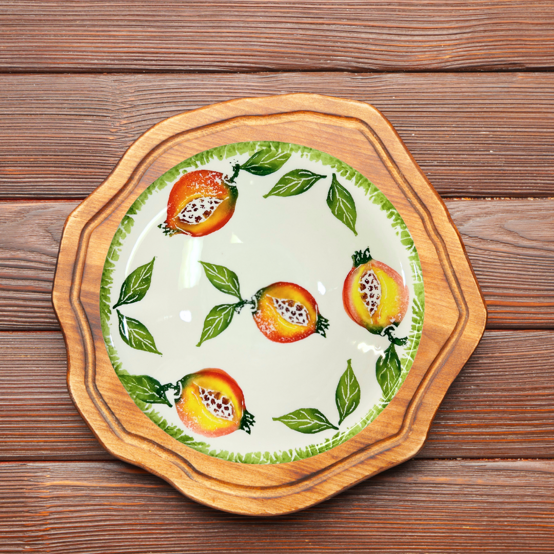 Hand  Painted Italian Ceramic Flower Bowl Pomegranate
