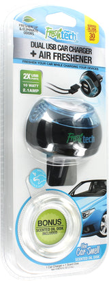 2-Pack FreshTech Dual USB Air Freshener with 6 Scent Refills