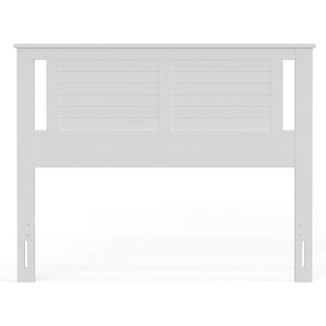 Full size Farmhouse Solid Wood Slatted Headboard in White Finish