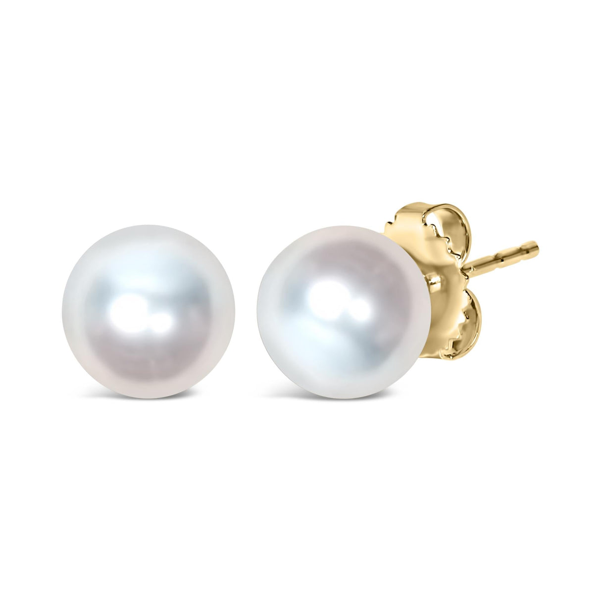14K Yellow Gold 7-7.5MM Akoya Cultured Pearl Solitaire Stud Earrings