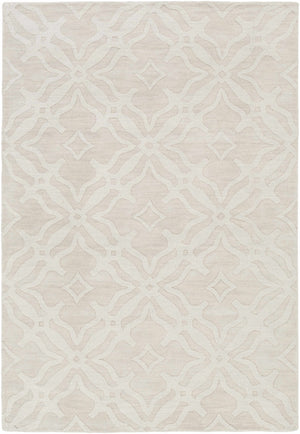 Fyffe Embossed Beige Wool Area Rug