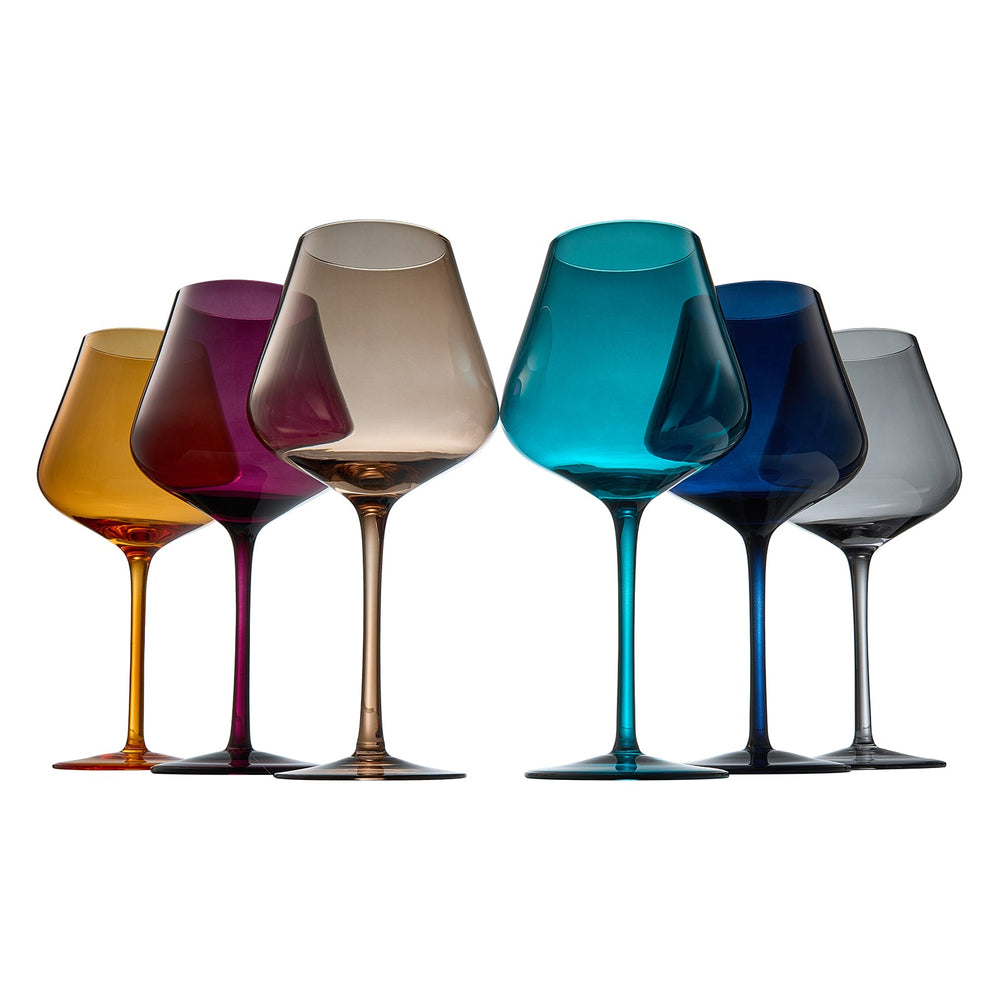 Stagioni Stemmed Wine Glassware, Set of 6, "Autumn"