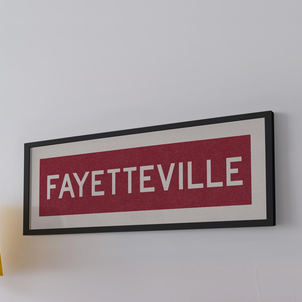 Framed Fayetteville Red Bus Scroll
