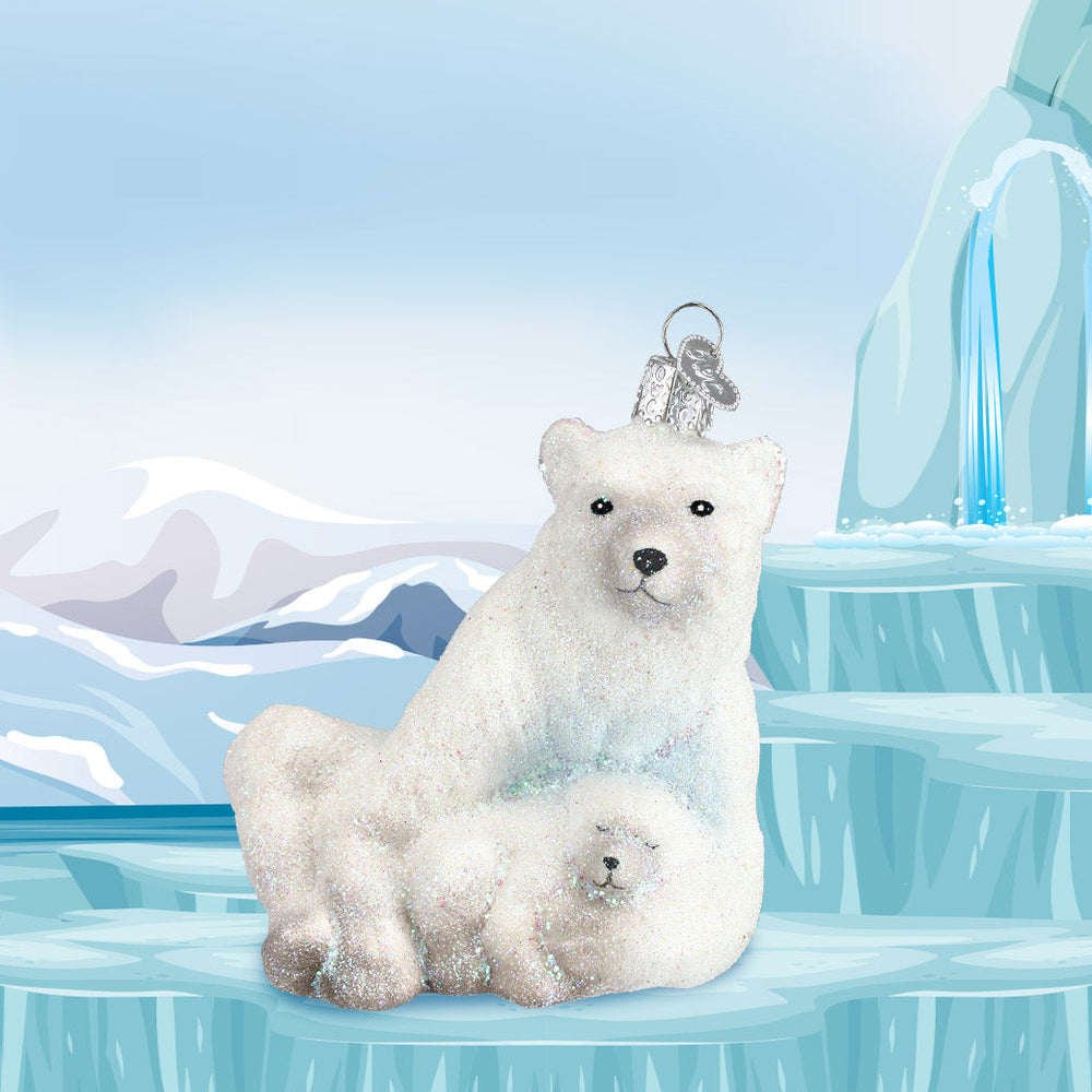 Polar Bear With Cub Figurine