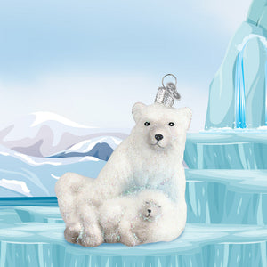 Polar Bear With Cub Figurine