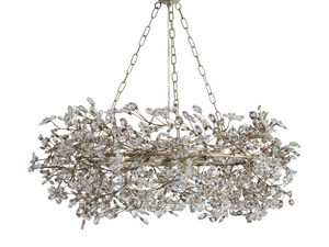 Large Crystal Floral Chandelier Iron Gold Leaf Ceiling Light