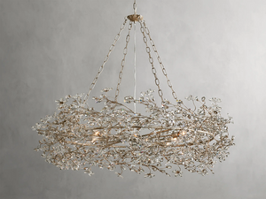 Large Crystal Floral Chandelier Iron Gold Leaf Ceiling Light