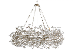 Large Crystal Floral Chandelier Iron Gold Leaf Ceiling Light