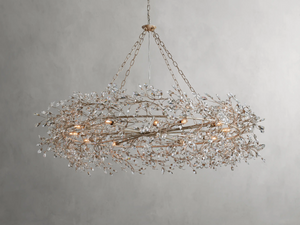 Large Crystal Floral Chandelier Iron Gold Leaf Ceiling Light