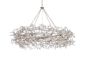 Large Crystal Floral Chandelier Iron Gold Leaf Ceiling Light