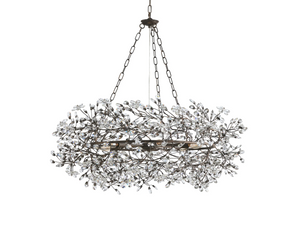 Large Crystal Floral Chandelier Iron Gold Leaf Ceiling Light