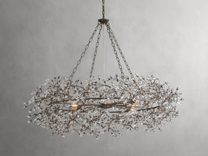 Large Crystal Floral Chandelier Iron Gold Leaf Ceiling Light