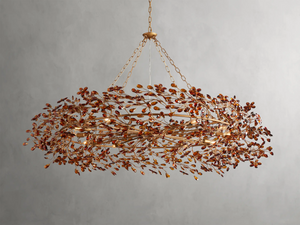Large Crystal Floral Chandelier Iron Gold Leaf Ceiling Light