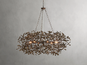 Large Crystal Floral Chandelier Iron Gold Leaf Ceiling Light
