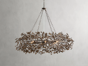 Large Crystal Floral Chandelier Iron Gold Leaf Ceiling Light