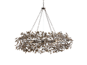 Large Crystal Floral Chandelier Iron Gold Leaf Ceiling Light