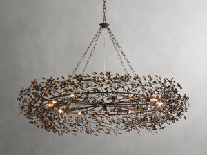 Large Crystal Floral Chandelier Iron Gold Leaf Ceiling Light