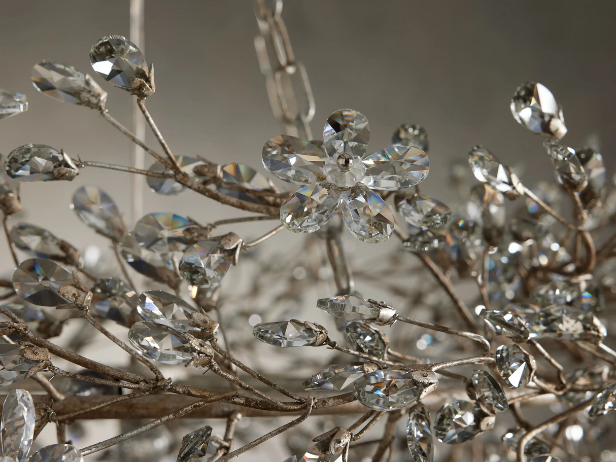 Large Crystal Floral Chandelier Iron Gold Leaf Ceiling Light