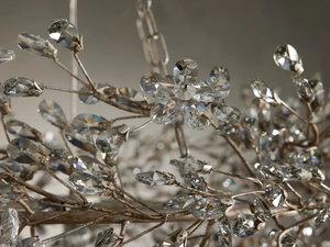Large Crystal Floral Chandelier Iron Gold Leaf Ceiling Light