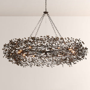 Large Crystal Floral Chandelier Iron Gold Leaf Ceiling Light