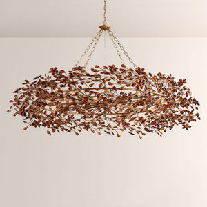 Large Crystal Floral Chandelier Iron Gold Leaf Ceiling Light