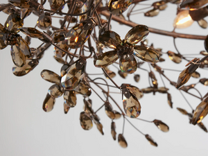 Large Crystal Floral Chandelier Iron Gold Leaf Ceiling Light