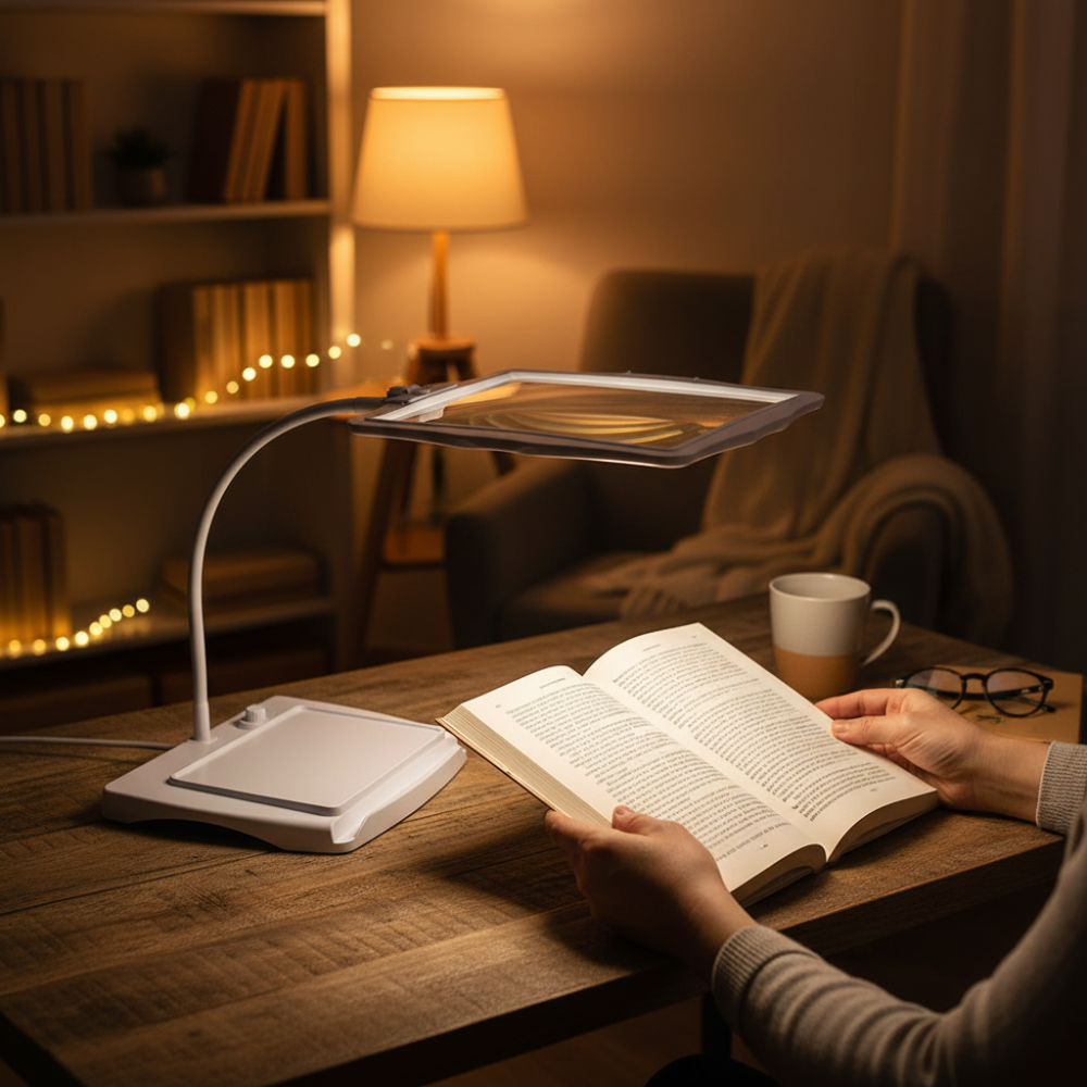 LED Floor Lamp with 3X Magnifying Glass for Reading Crafts