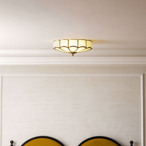 Flower Shape Frosted Glass Ceiling Light with Brass Frame for Soft Ambient Glow
