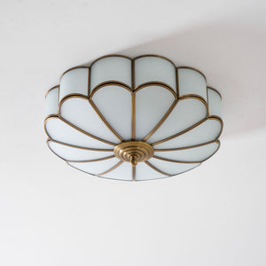 Flower Shape Frosted Glass Ceiling Light with Brass Frame for Soft Ambient Glow