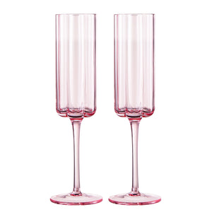 Flower Champagne Flute Glassware, Set of 2
