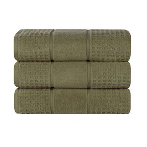 Napa Zero Twist Cotton Solid Waffle Honeycomb Bath Towel Set of 3 - Bath Towel by Superior Brand