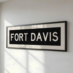 Framed Fort Davis Bus Scroll Sign
