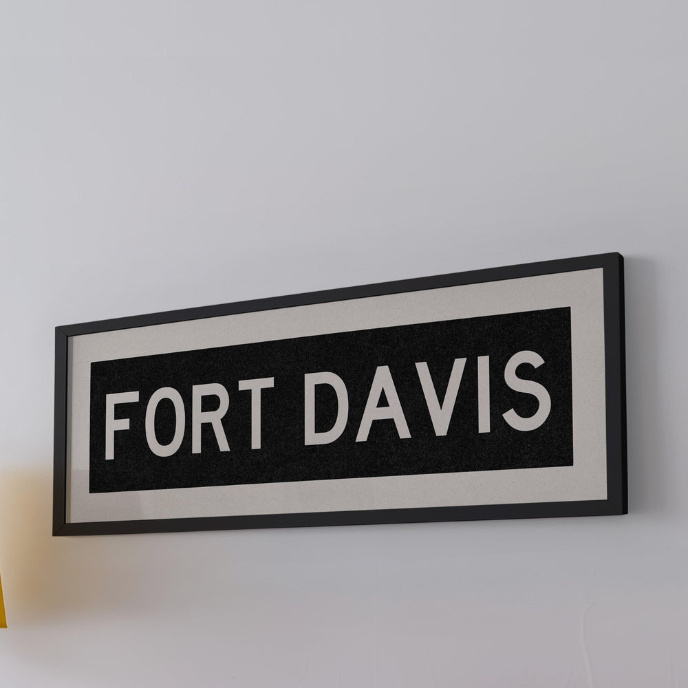 Framed Fort Davis Bus Scroll Sign