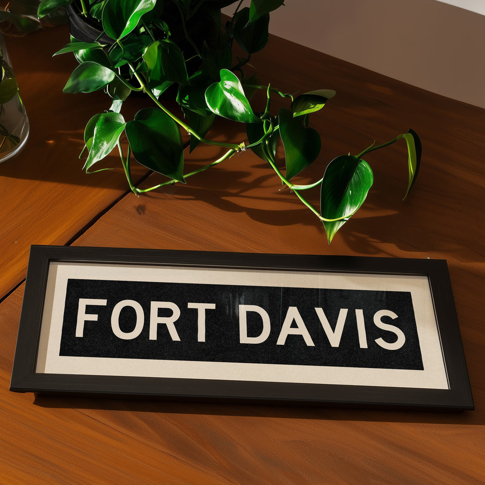 Framed Fort Davis Bus Scroll Sign
