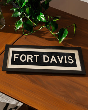 Framed Fort Davis Bus Scroll Sign