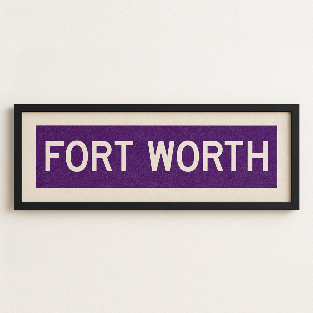 Framed Fort Worth Purple Bus Scroll