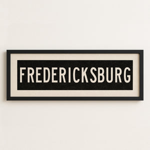 Framed Fredericksburg Bus Scroll Sign