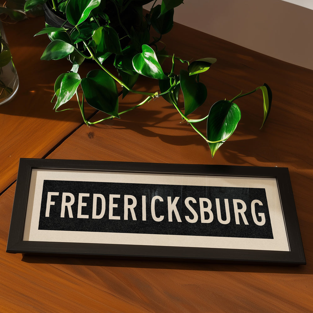 Framed Fredericksburg Bus Scroll Sign