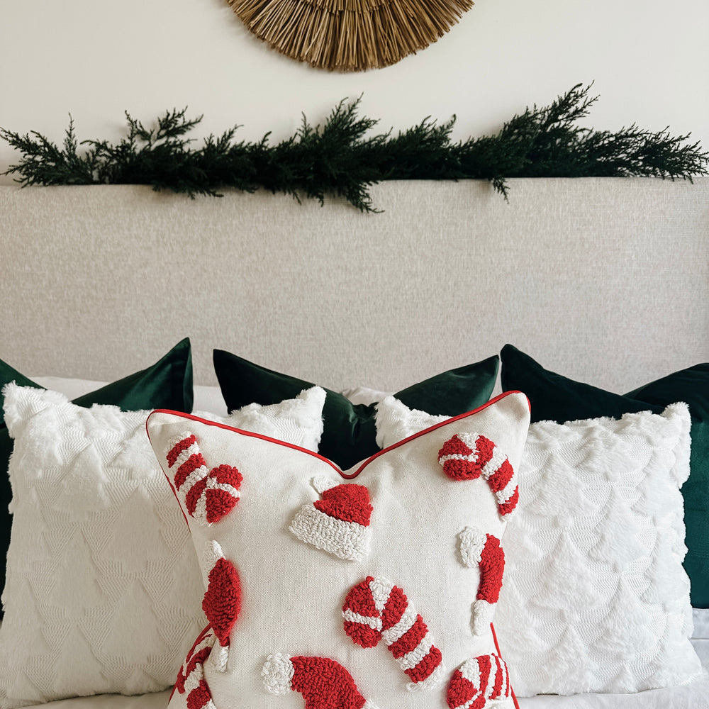Candy Cane & Santa Hat Pillow Cover