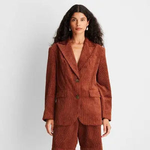 Future Collective With Reese Women's Plus Button Up Corduroy Blazer Jacket