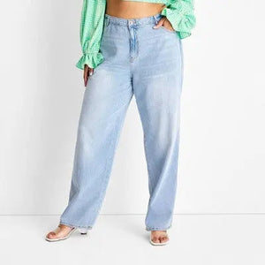 Future Collective with Alani Noelle Womens Plus Relaxed Leg Full Baggy-Fit Jeans