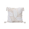 Tufted Leaf Decorative Throw Pillow with Tassels – Textured Cotton Cushion (With 450g Inserts) 18''x18'' set of 2