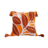 Tufted Leaf Decorative Throw Pillow with Tassels – Textured Cotton Cushion (With 450g Inserts) 18''x18'' set of 2
